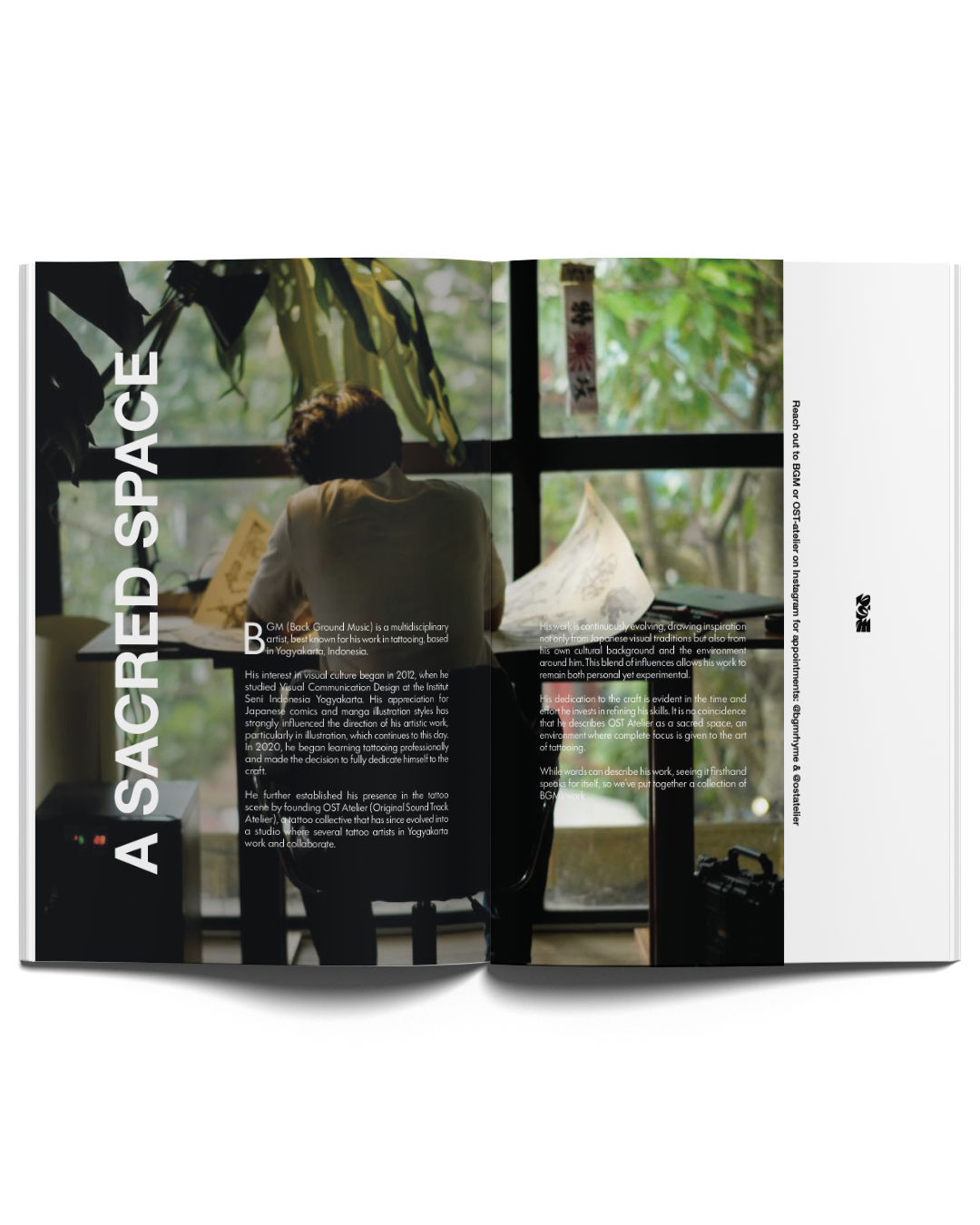 endy magazine 001 spread featuring BGM, A Sacred Space