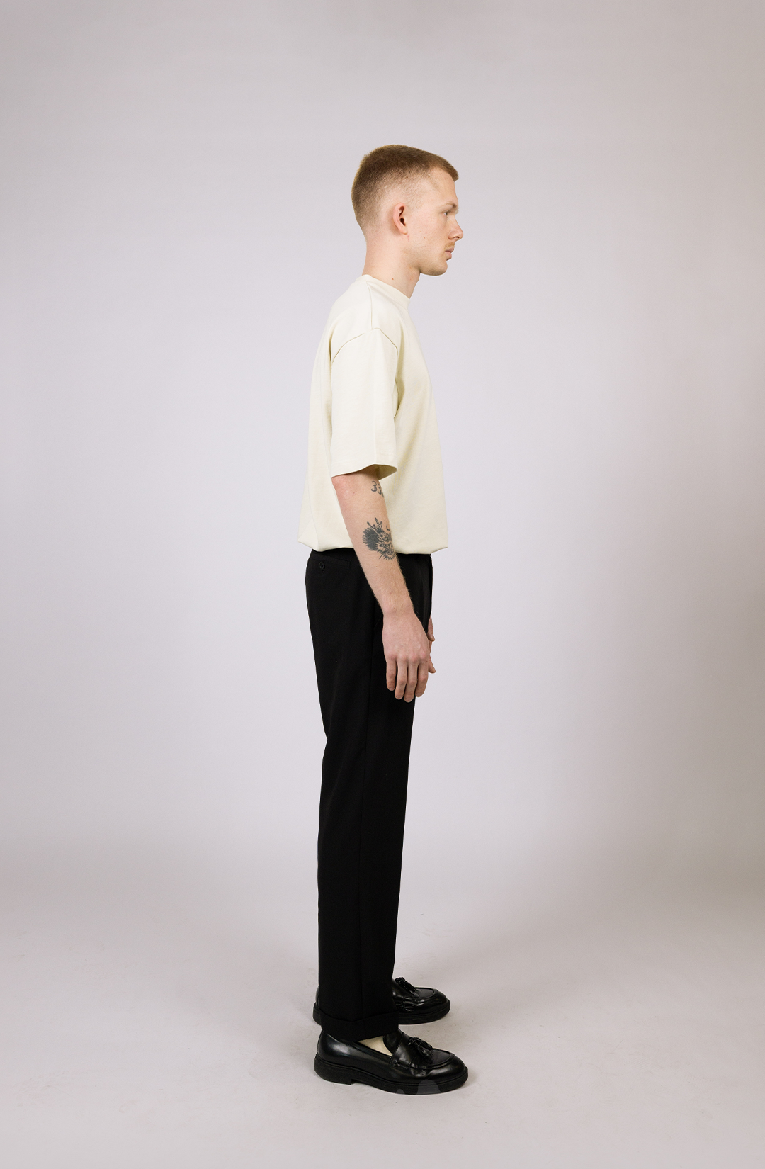 Cuffed trousers | black ankle-Length cuffed Pants